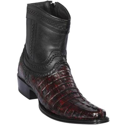 Los Altos Boots - Mens Dress Cowboy Boot - Low Priced Caiman Tail Mens European Square Toe Boots - in Black Cherry 1   - from alligatorwarehouse.com