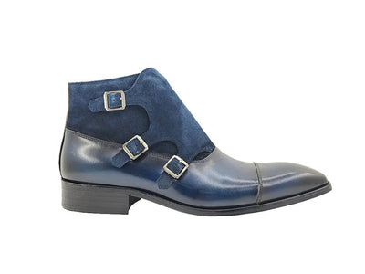 Calf & Suede Three Buckles Monk Chukka Boot 2 KB503-18SCNAVY95  - from alligatorwarehouse.com
