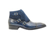 Calf & Suede Three Buckles Monk Chukka Boot 2 KB503-18SCNAVY8  - from alligatorwarehouse.com