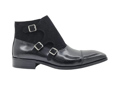 Calf & Suede Three Buckles Monk Chukka Boot 9 KB503-18SCNAVY95  - from alligatorwarehouse.com