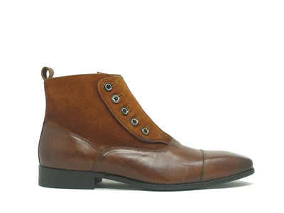 Calfskin Button Up Slip-On Boot 2 KB524-12SCBROWN75  - from alligatorwarehouse.com
