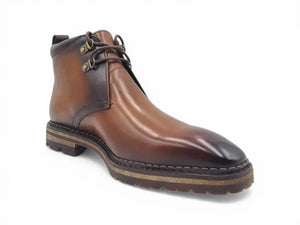 Carrucci Chukka Boot: Luxury Calfskin Lug Sole Ankle Boot