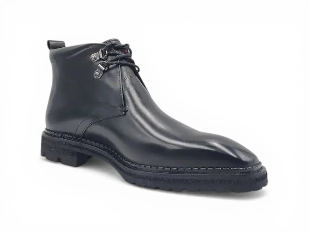 Carrucci Chukka Boot: Luxury Calfskin Lug Sole Ankle Boot