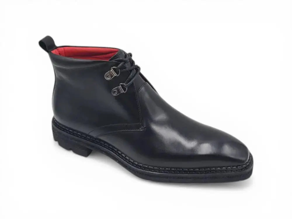 Carrucci Chukka Boot: Luxury Calfskin Lug Sole Ankle Boot