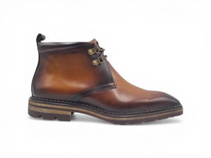 Carrucci Chukka Boot: Luxury Calfskin Lug Sole Ankle Boot