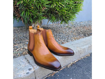 Calfskin Leather Chelsea Boot 7 KB509-30Burgundy8  - from alligatorwarehouse.com