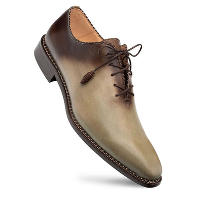 Barbaro Olive/Mocha Calfskin Leather Two-Tone Whole-Cut Oxfords By Mezlan Made In Spain Brand 1   - from alligatorwarehouse.com