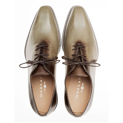 Barbaro Olive/Mocha Calfskin Leather Two-Tone Whole-Cut Oxfords By Mezlan Made In Spain Brand 5   - from alligatorwarehouse.com