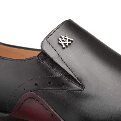 Patina Calfskin Artisan Black Double Gore Slip-on Shoes By Mezlan Made In Spain Brand 3   - from alligatorwarehouse.com