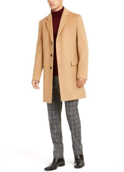 Long men's Dress Topcoat - Winter coat 10% Fabric Camel Overcoat 1   - from alligatorwarehouse.com