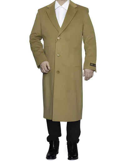 3 Button Camel Full Length Wool Dress Ankle length Top Coat/Overcoat - Mens Overcoat 1   - from alligatorwarehouse.com