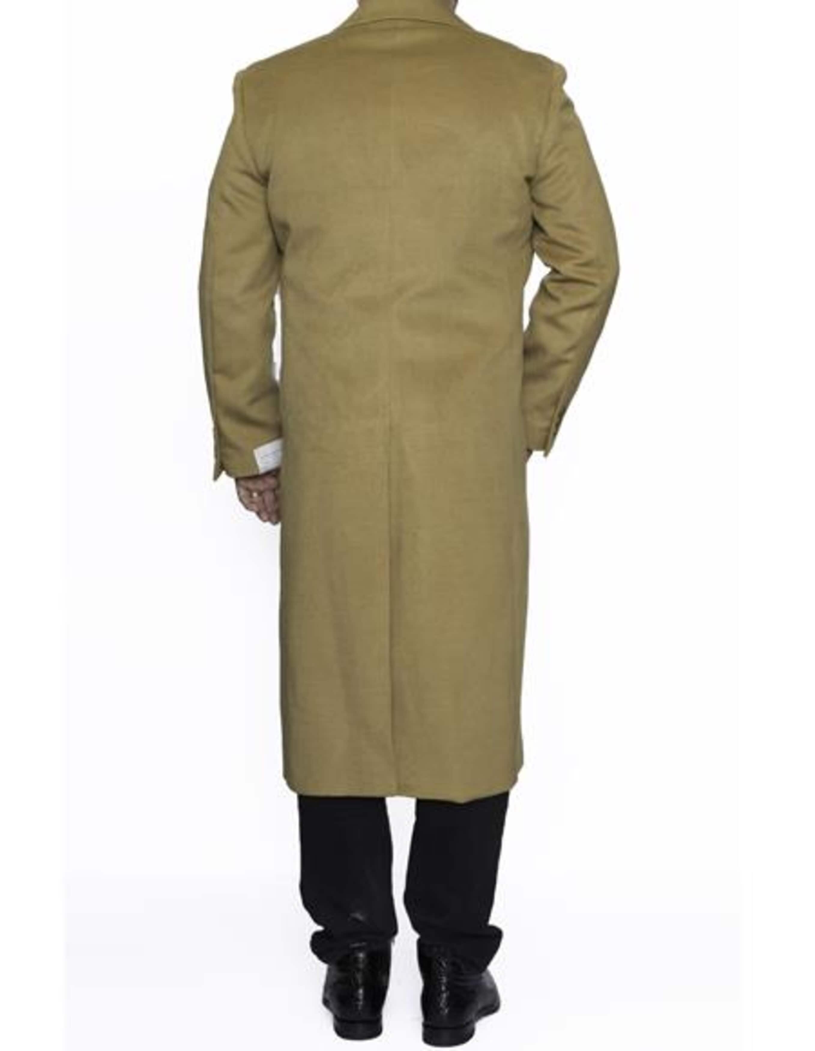 3 Button Camel Full Length Wool Dress Ankle length Top Coat/Overcoat - Mens Overcoat