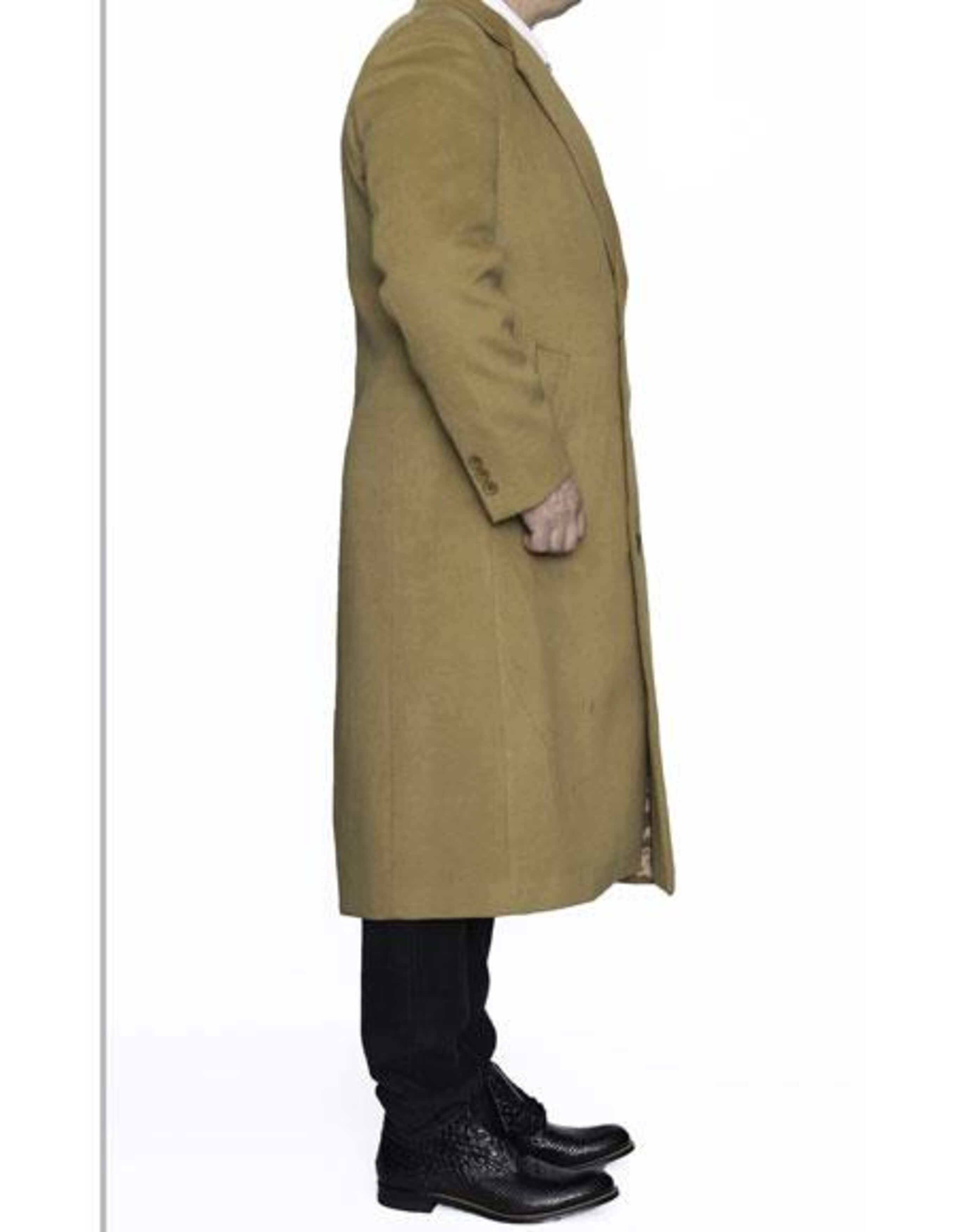 3 Button Camel Full Length Wool Dress Ankle length Top Coat/Overcoat - Mens Overcoat