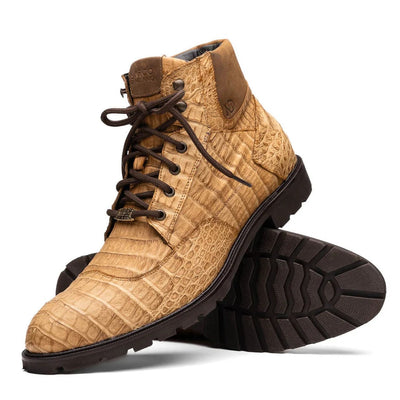 Marco Di Milano Leoni Men's Shoes Oil Orix Genuine Caiman Crocodile Leather Rugged Boots 3 LEONI_CAIMAN FUSCUS_OIL ORIX_8.5  - from alligatorwarehouse.com