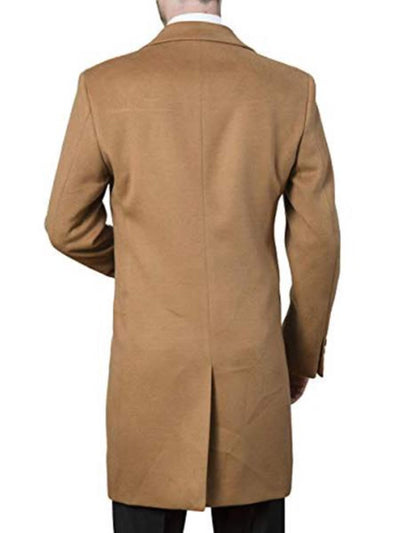Men's Modern Fit Polyester ~ Viscose ~ Spandex Camel Long men's Dress Topcoat - Winter coat 2   - from alligatorwarehouse.com