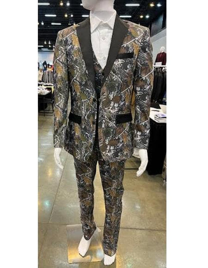 Notch Lapel Camouflage Tuxedo - Camo Wedding Suit