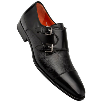 Men's Cantera Genuine Leather Double Monk Strap Black Shoes By Mezlan Made In Spain Brand 1   - from alligatorwarehouse.com