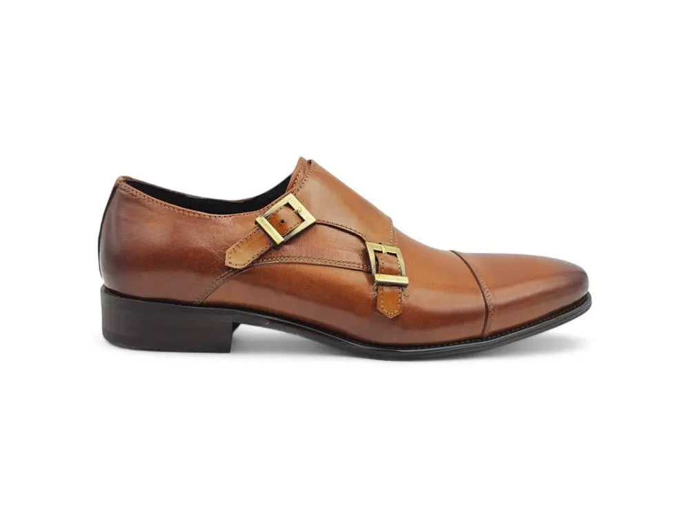 Carrucci Cap Toe Double Monk Strap Shoe