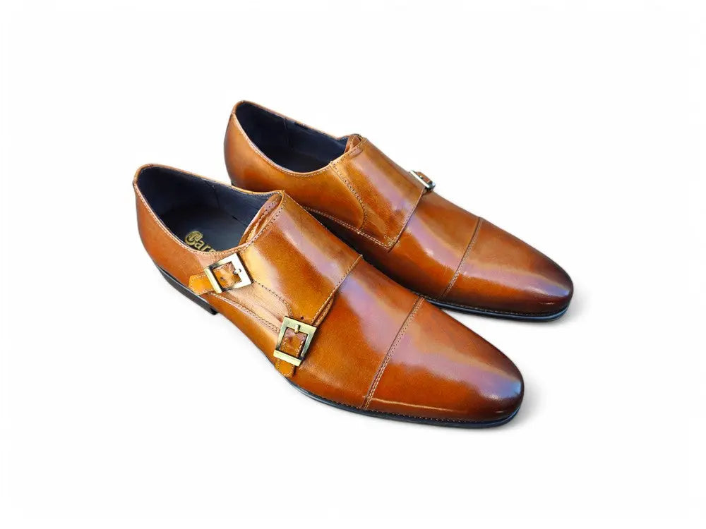 Cap Toe Double Monk Strap Shoe
