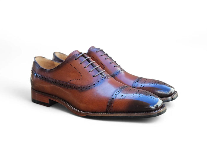 Carrucci Cap Toe Lace-up in Leather Sole
