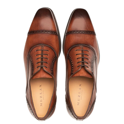 Amaro Leather Cap Toe Cognac By Mezlan Made In Spain Brand 4   - from alligatorwarehouse.com