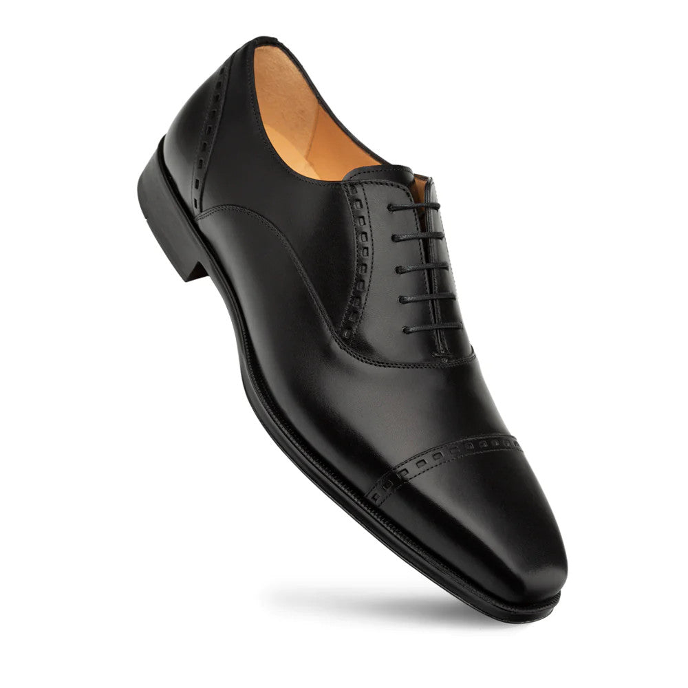 Amaro Leather Cap Toe Black By Mezlan Made In Spain Brand