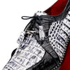 Marco Di Milano Caribe Men's Shoes Newspaper & Black Exotic Hornback Crocodile Skin Derby Oxfords 7 CARIBE_CAIMAN FUSCUS_NEWSPAPER/BLACK_8.5  - from alligatorwarehouse.com