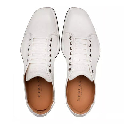 Mezlan Cartuja Sport Oxford White Shiny Calf Sneakers 3   - from alligatorwarehouse.com