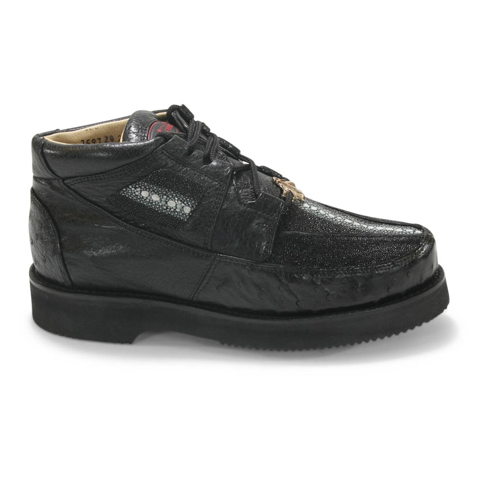 Los Altos Casual Black Stingray & Ostrich Skin Shoes