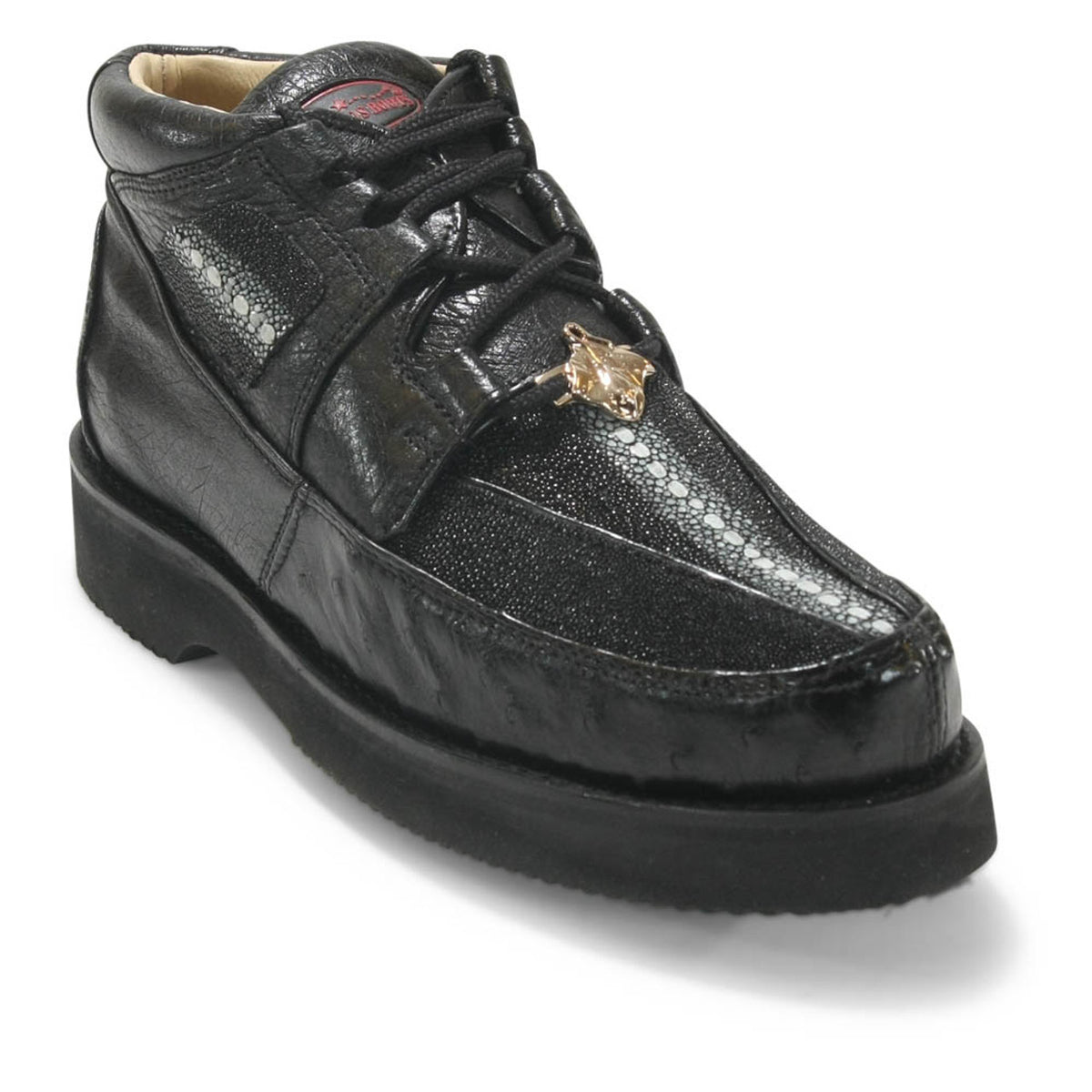 Los Altos Casual Black Stingray & Ostrich Skin Shoes