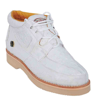 Los Altos Men's Casual White Full Ostrich Sneaker 3   - from alligatorwarehouse.com