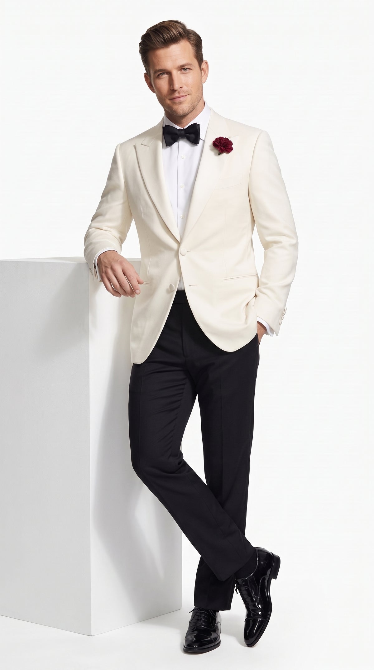 Men’s 007 Inspired White Tuxedo Jacket, James Bond Style Formal Dinner Jacket for Weddings and Prom