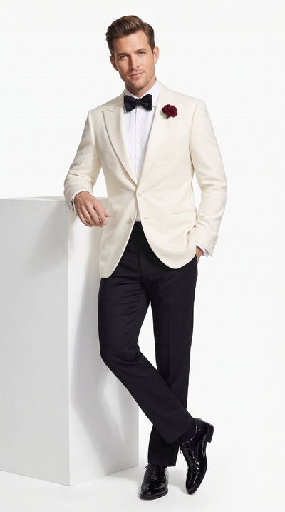 Men’s 007 Inspired White Tuxedo Jacket, James Bond Style Formal Dinner Jacket for Weddings and Prom