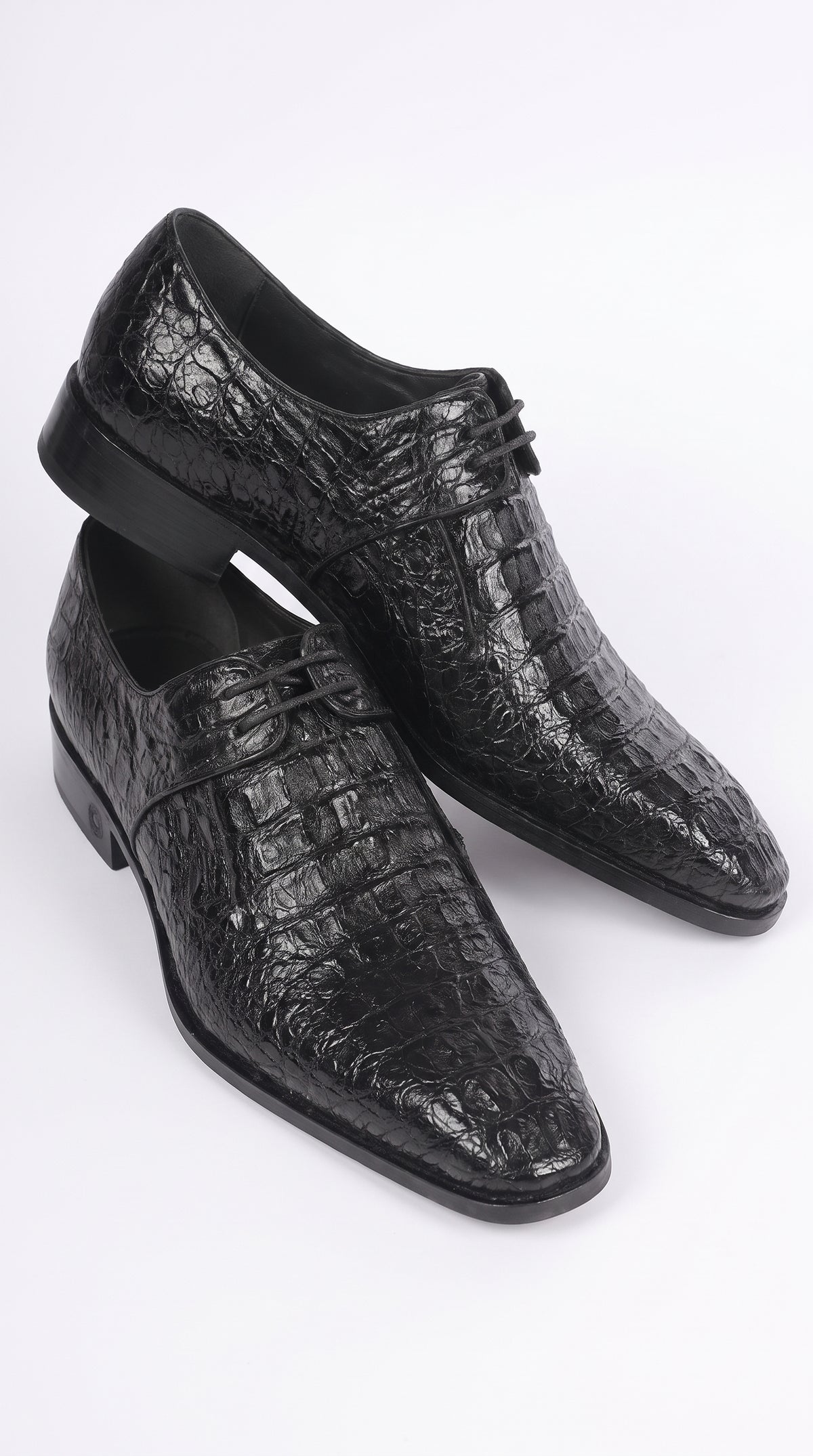 Lombardy Men’s Caiman Hornback Dress Shoes – Exotic Leather Lace-Up Shoes