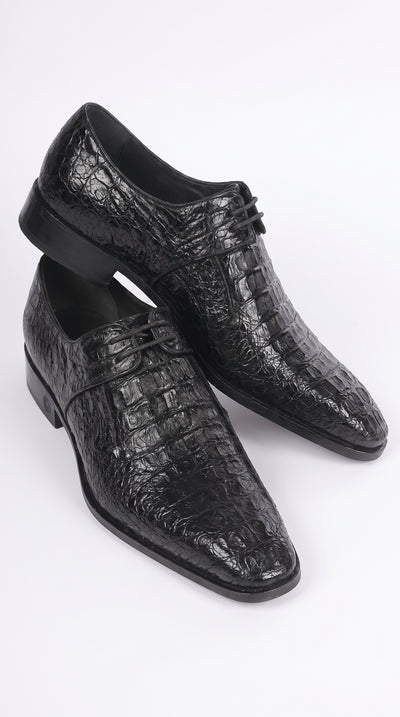 Lombardy Men’s Caiman Hornback Dress Shoes – Exotic Leather Lace-Up Shoes