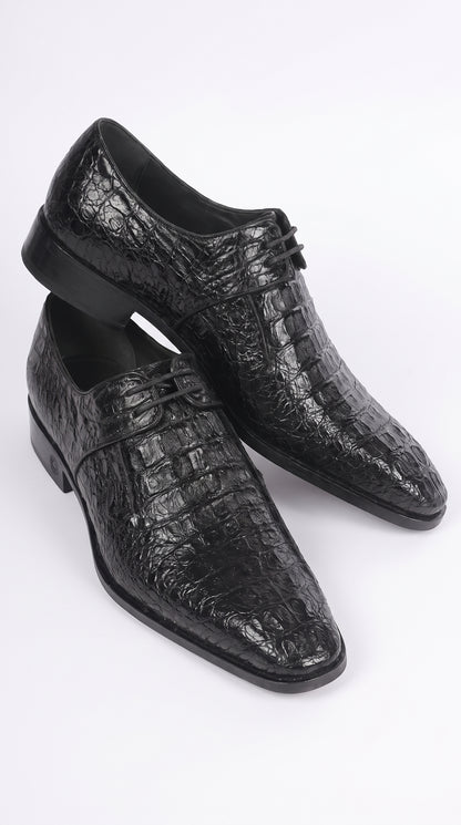 Lombardy Men’s Caiman Hornback Dress Shoes – Exotic Leather Lace-Up Shoes