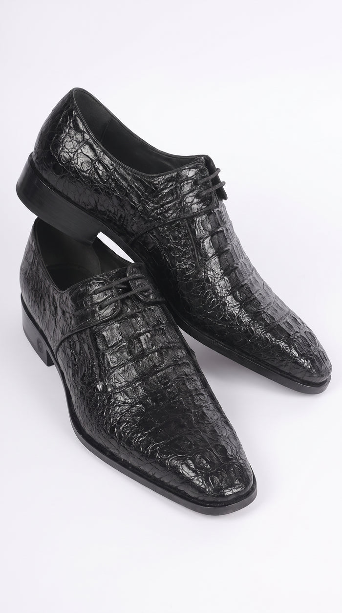 Lombardy Men’s Caiman Hornback Dress Shoes – Exotic Leather Lace-Up Shoes