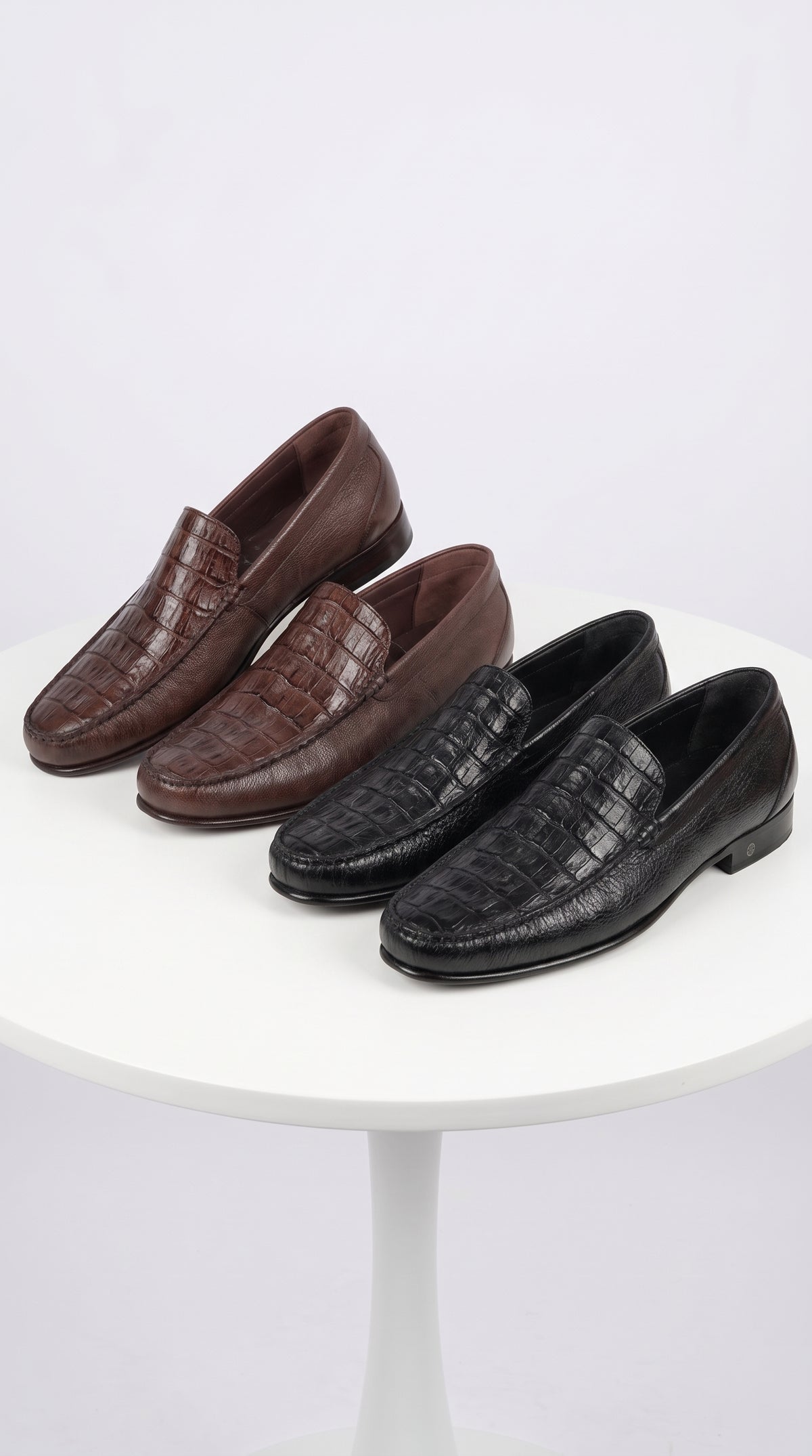 Lombardy Men’s Crocodile & Calfskin Loafers – Exotic Leather Slip-On Dress Shoes