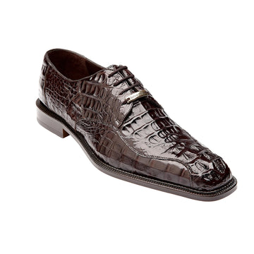 Men's Belvedere Chapo Hornback Caiman Crocodile Dress Shoe in Brown