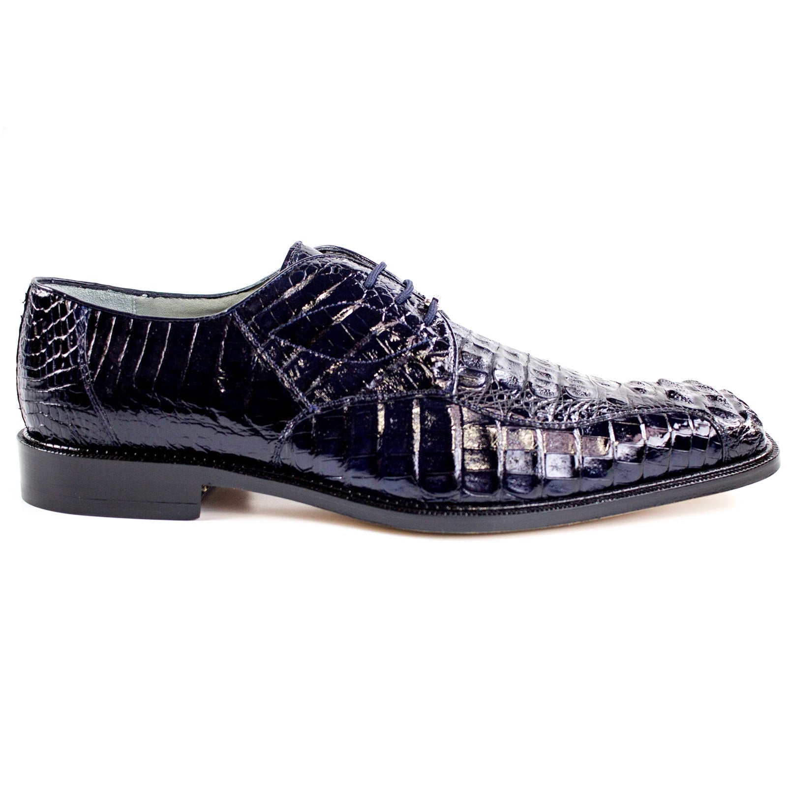 Men's Belvedere Chapo Hornback Caiman Crocodile Dress Shoe in Navy 1 MEN 1465 NAVY-M-09  - from alligatorwarehouse.com