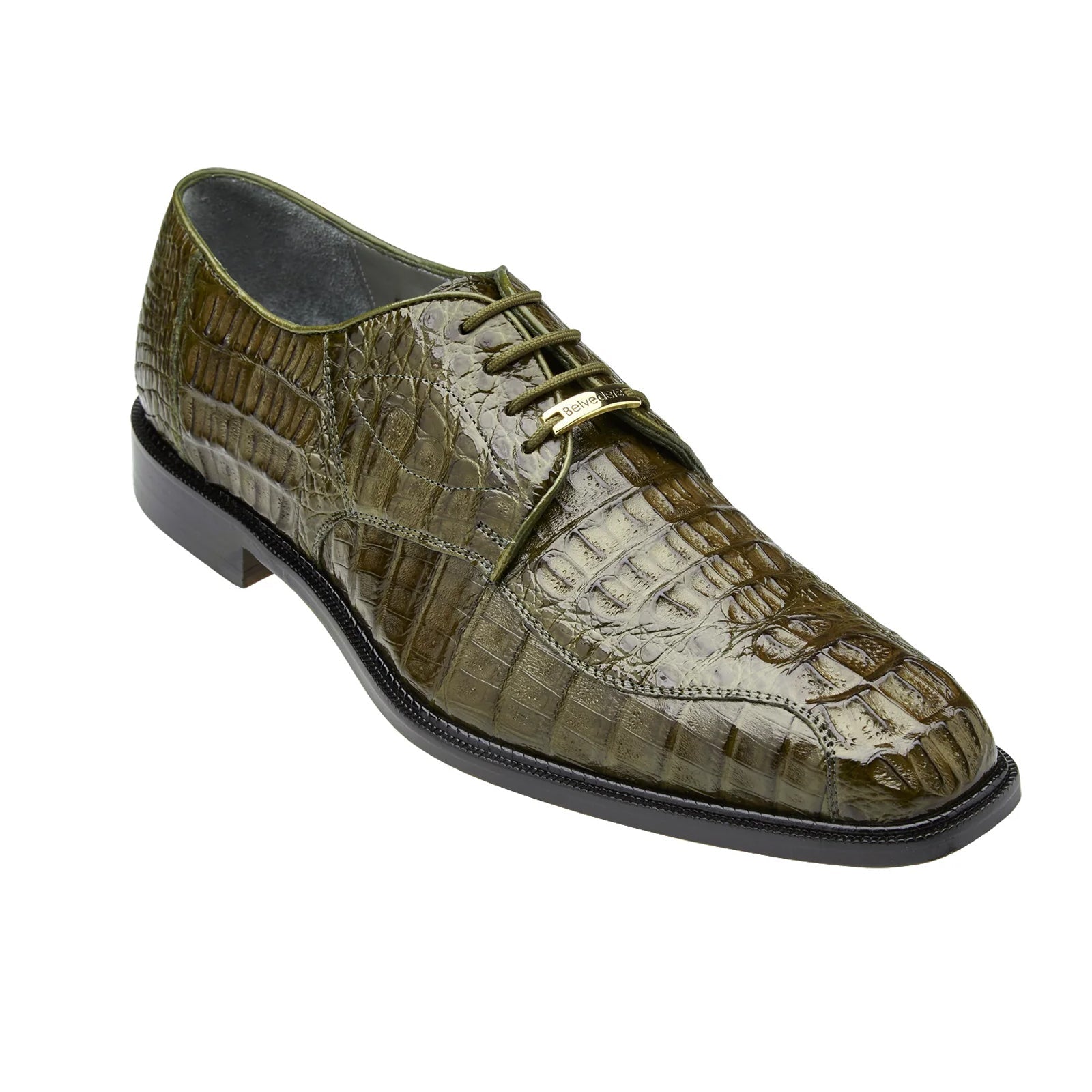 Men's Belvedere Chapo Hornback Caiman Crocodile Dress Shoe in Olive 3 MEN 1465 OLIVE-M-09.5  - from alligatorwarehouse.com