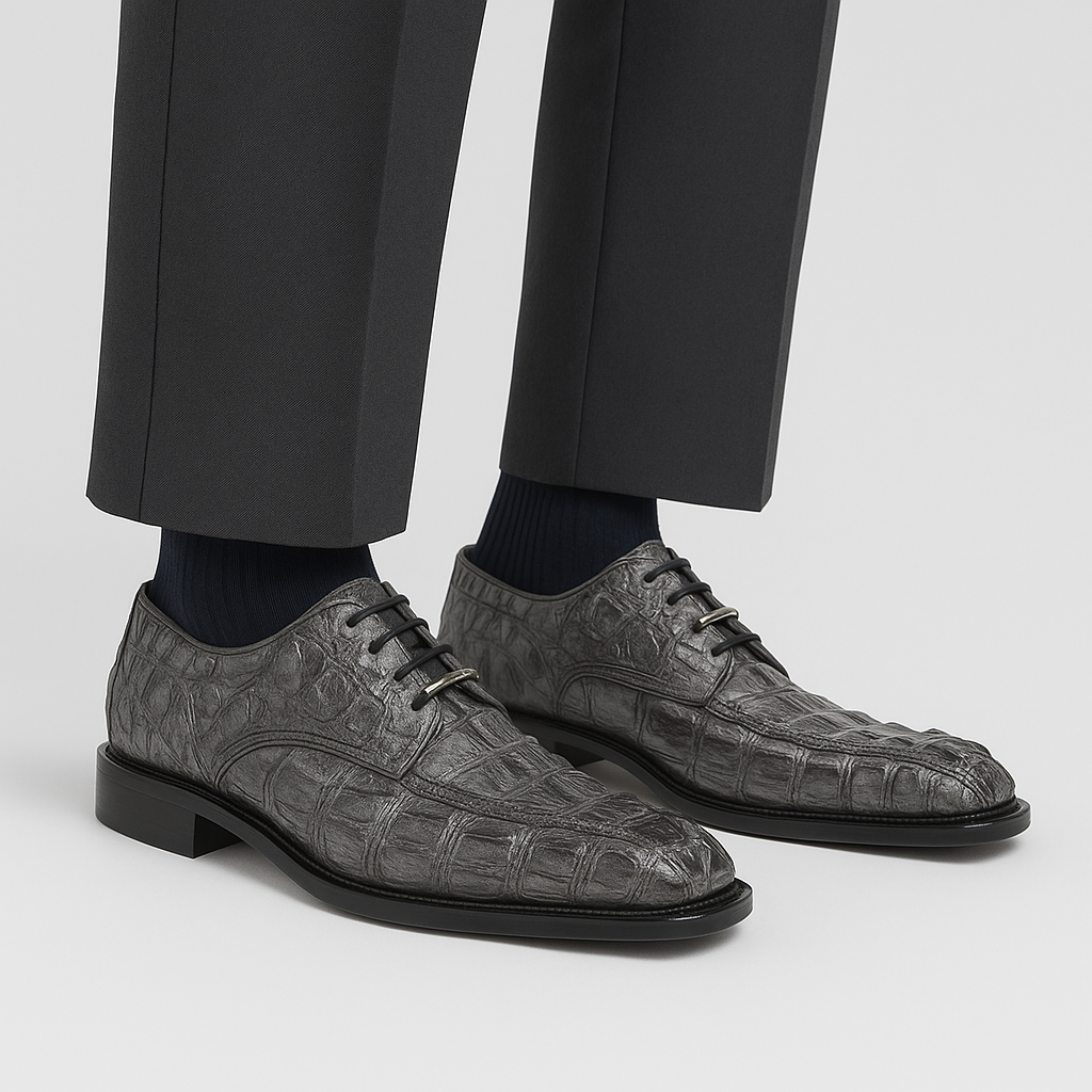 Belvedere Chapo Gray Genuine Alligator Leather Shoe