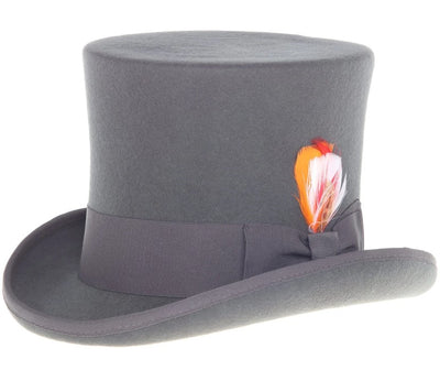 Charcoal Grey Dress Hat 1920s Fedora Style - Men's Tall 100% Wool Dress Top Hat in Charcoal Grey 2   - from alligatorwarehouse.com
