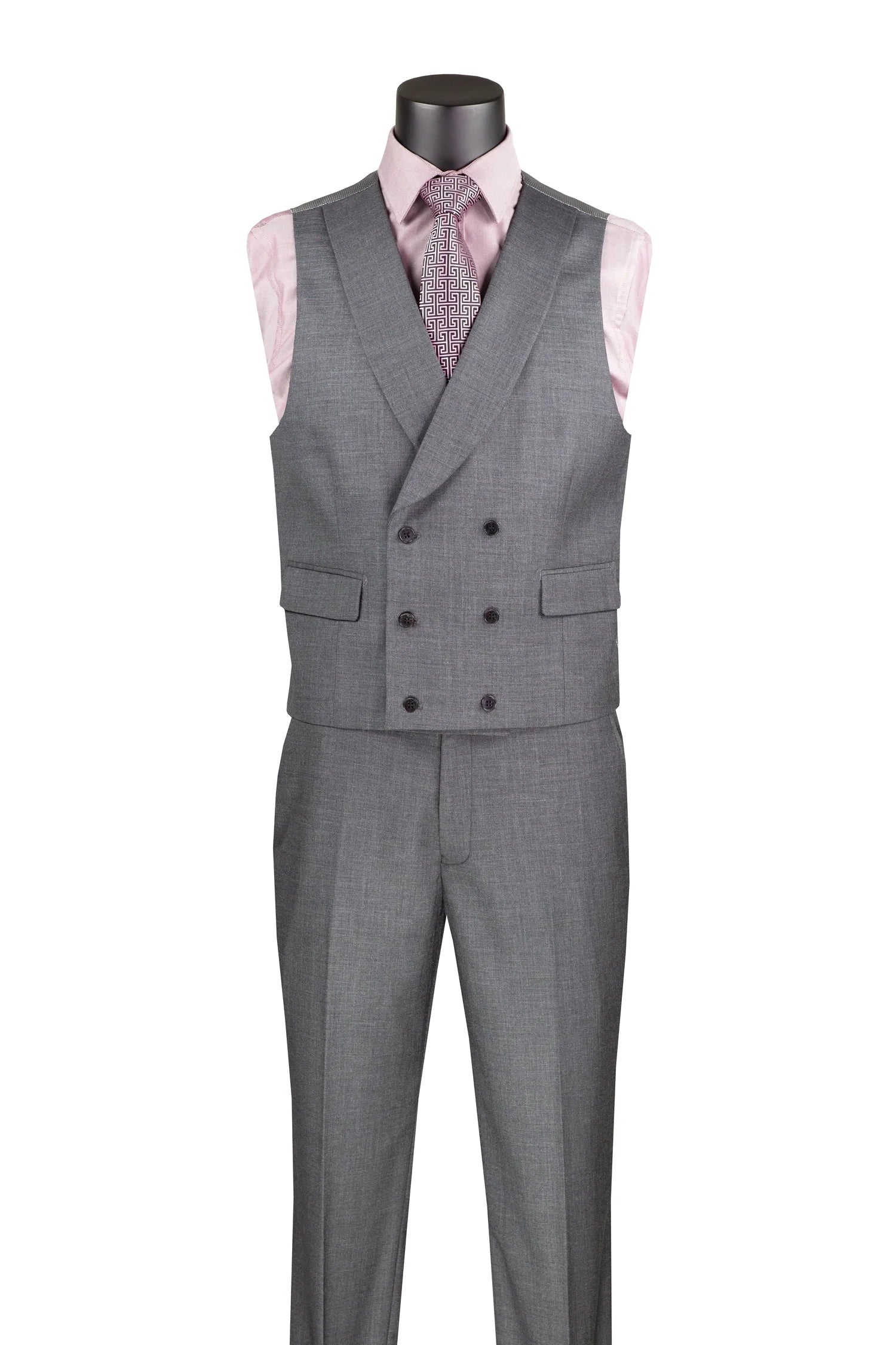 Charcoal Modern Fit 3-Piece Suit with Lapel Vest & Adjustable Pants 2 SO1MV2K-2_Charcoal_38S  - from alligatorwarehouse.com