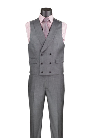 Charcoal Modern Fit 3-Piece Suit with Lapel Vest & Adjustable Pants