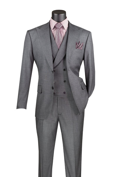 Charcoal Modern Fit 3-Piece Suit with Lapel Vest & Adjustable Pants 1 SO1MV2K-2_Charcoal_38S  - from alligatorwarehouse.com