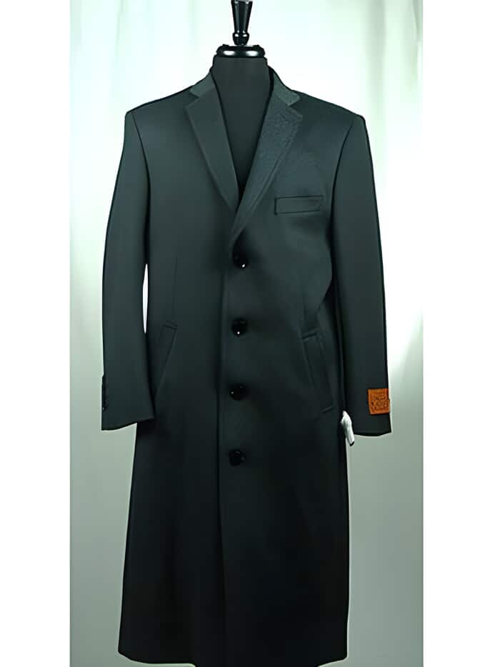 4 Button Wool Blend Dark Charcoal Grey Bravo Top Overcoat