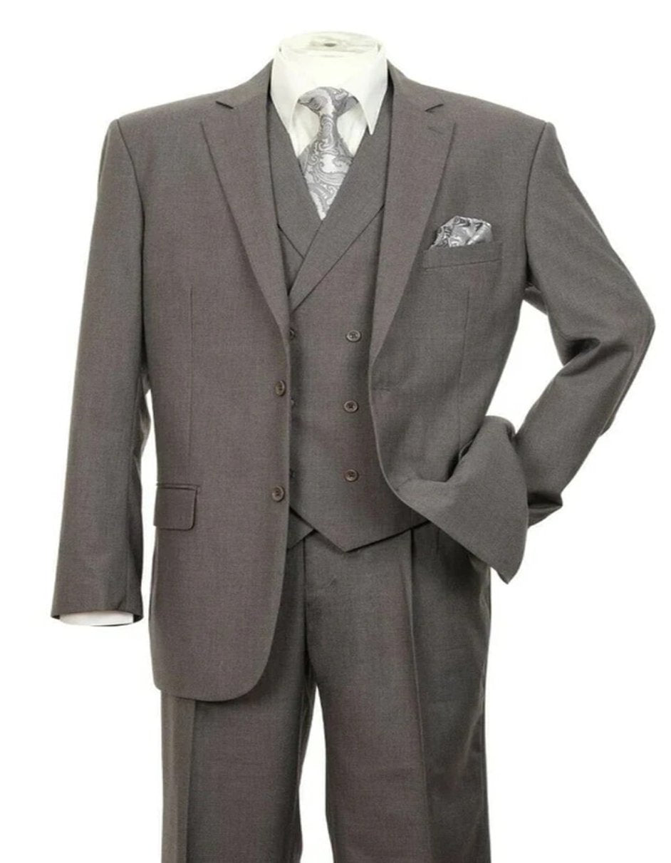 Pleated?ÿDress?ÿMen?ÿSuits - Mens 2 button Pleated Pant Double Breasted Charcoal Grey Suit