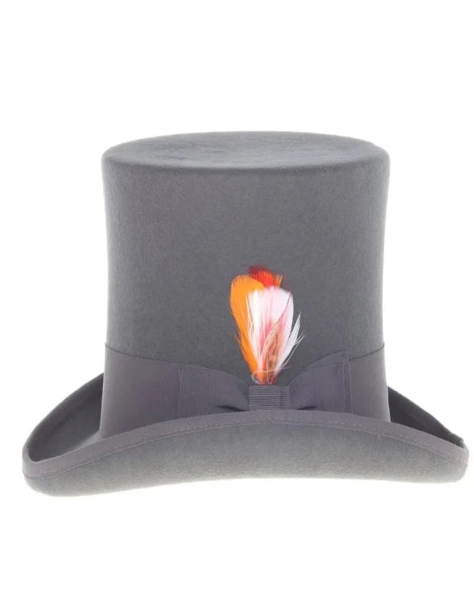 Victorian Steampunk Top Hat - 1800 19th Century - Dressy Loden Felt Top Charcoal Grey Hat