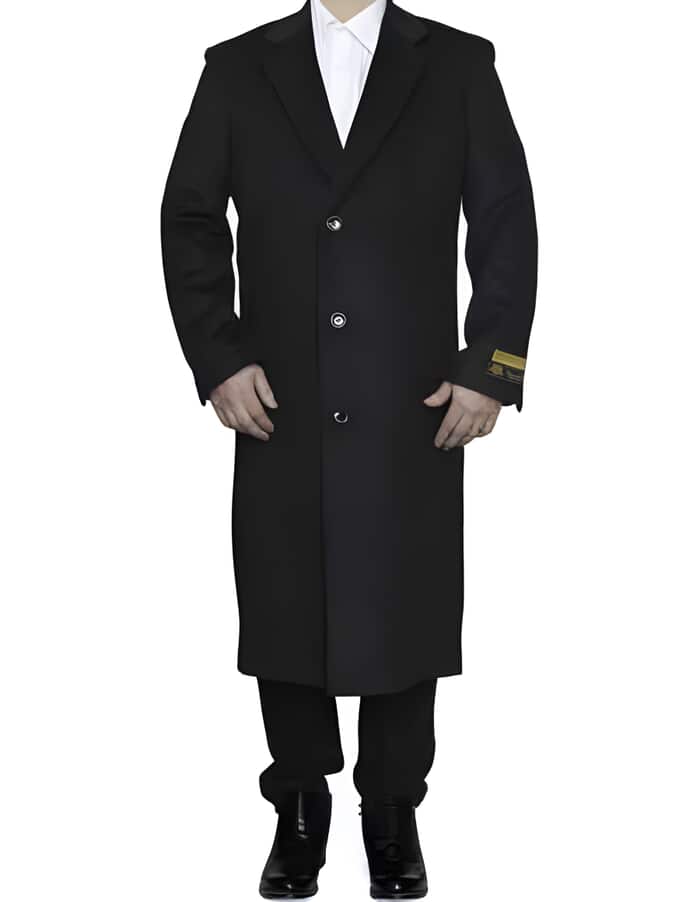3 Button Full Length Wool Dress Ankle length Dark Charcoal Top Coat/Overcoat